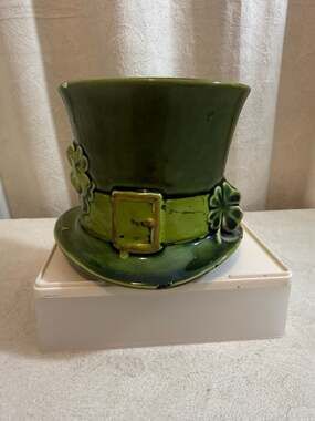 Vintage RB Japan Leprechaun St. Patrick's Day Ceramic Top Hat Planter #1944